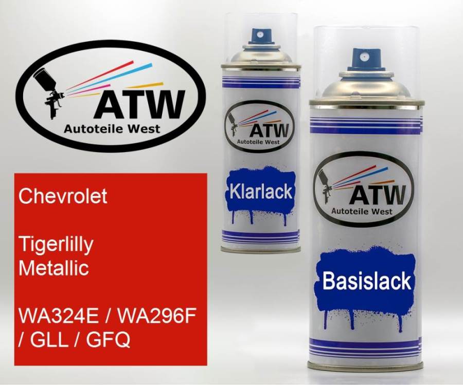 Chevrolet, Tigerlilly Metallic, WA324E / WA296F / GLL / GFQ: 400ml Sprühdose + 400ml Klarlack - Set, von ATW Autoteile West.